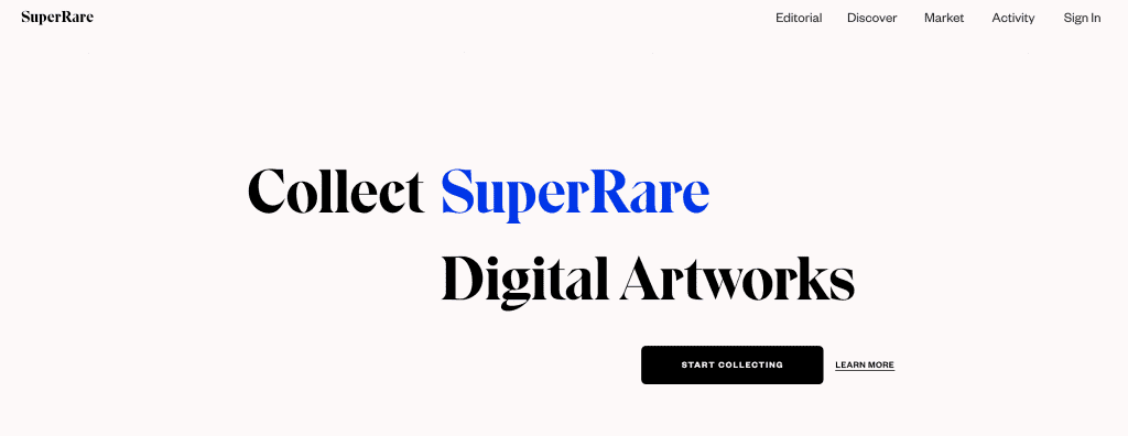 Bilder der SuperRare Startseite