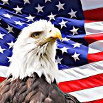 Der amerikanische Adler vor der Flagge der USA