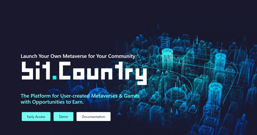 Startseite von Bit Country - dem Metaverse auf Polkadot