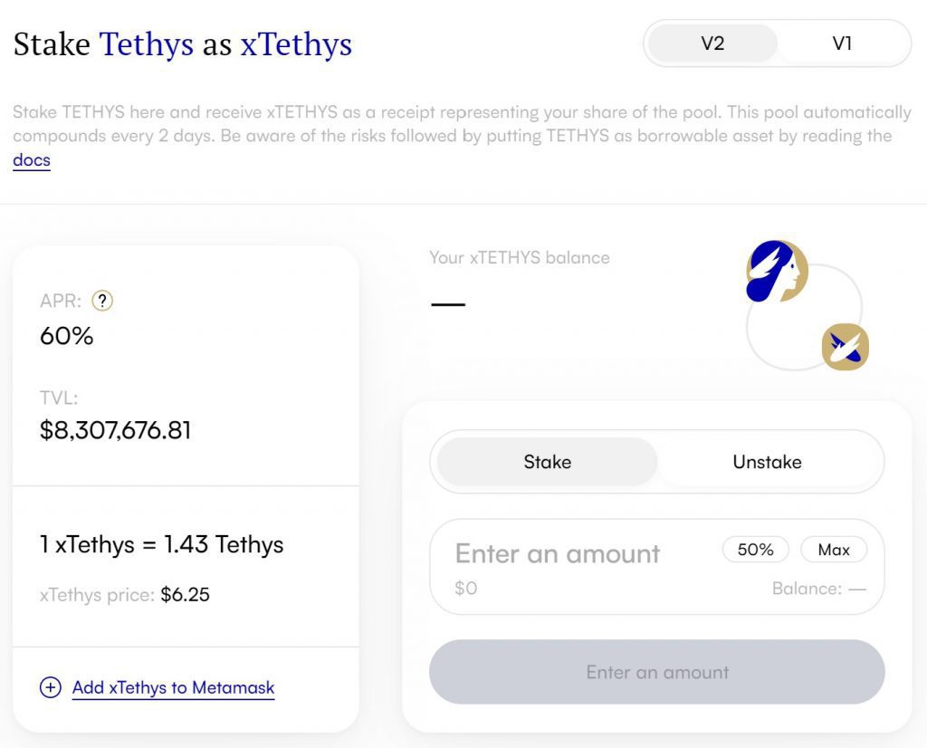 TETHYS Coin Staking