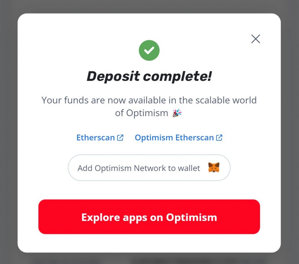 Optimism Ethereum Bridge erfolgreich abgeschlossen