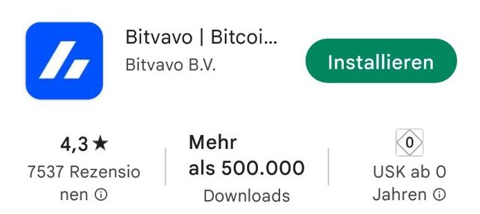 Die Bitvavo App im Play Store