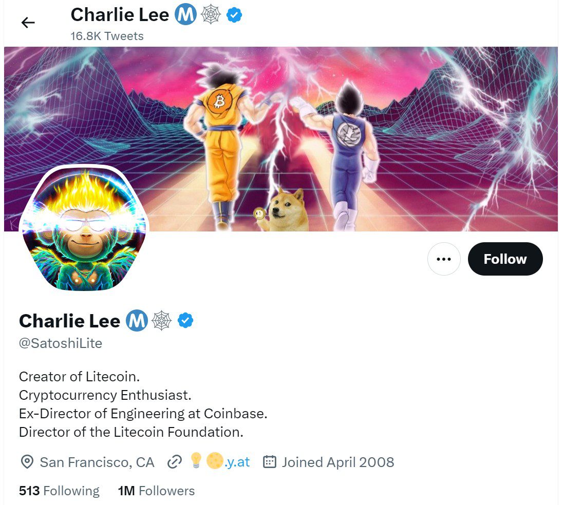 Twitter-Profil von Litecoin-Gründer Charles Lee