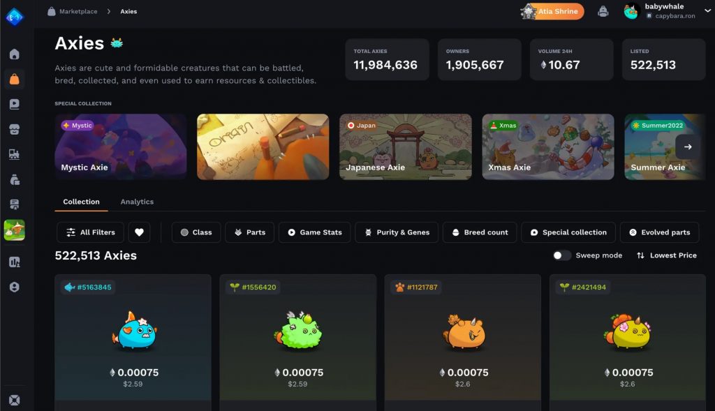 Bei Axie Infinity werden auch Axies und der AXS Coin gehandelt.