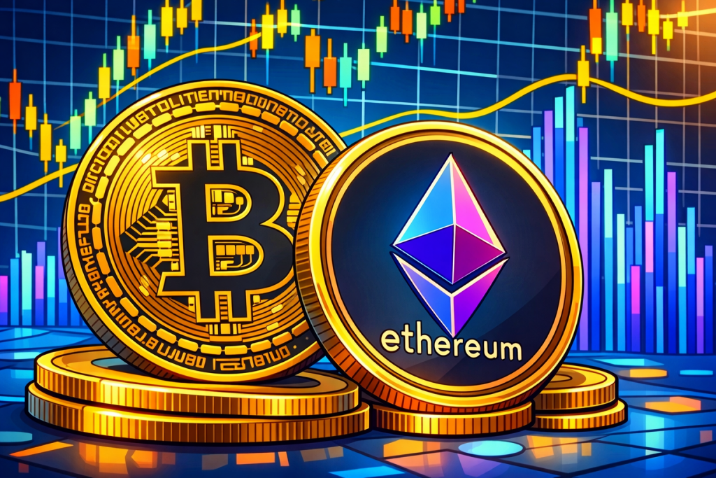 Bitcoin Kurs und Ethereum Kurs vor langsamen Preisanstieg