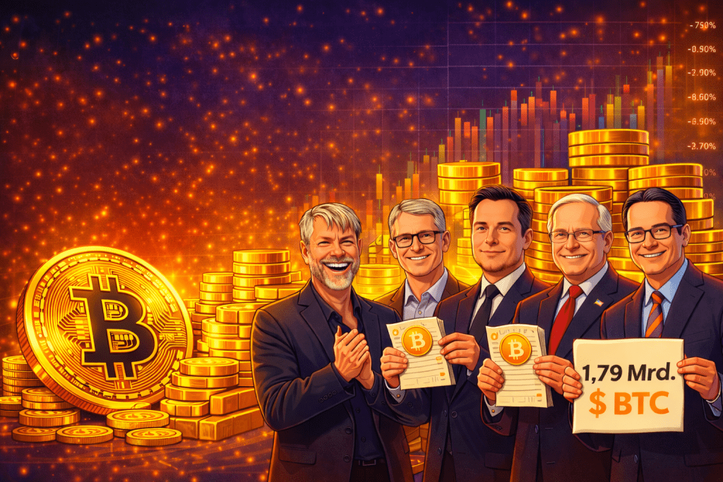 Bild zur neuesten Bitcoin News, laut der 5 Unternehmen massiv Bitcoin kaufen