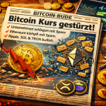 Bitcoin News über BTC Käufe, Bitcoin Kurs stürzt ab, Ethereum News über Spam und Staking-Stau, Solana und XRP ETFs ziehen Kapital an, Ripple News über neue Integrationen und TRON als unterschätzter Geheimtipp