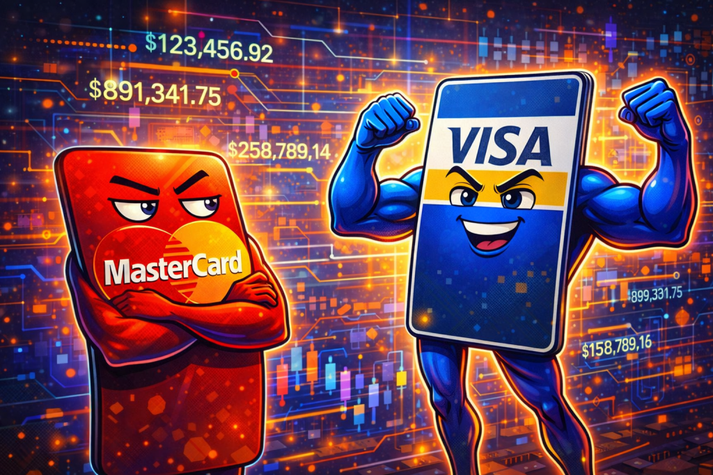 Visa dominiert ganz klar das Transaktionvolumen von Krypto-Kreditkarten