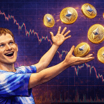 Ethereum News zu ETH Verkäufen von Vitalik Buterin mit Ethereum Kurs im Hintergrund