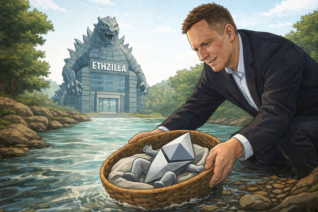 Titelbild zur Ethereum News über Peter Thiel und dem Abstoßen seines ETH-Engagements