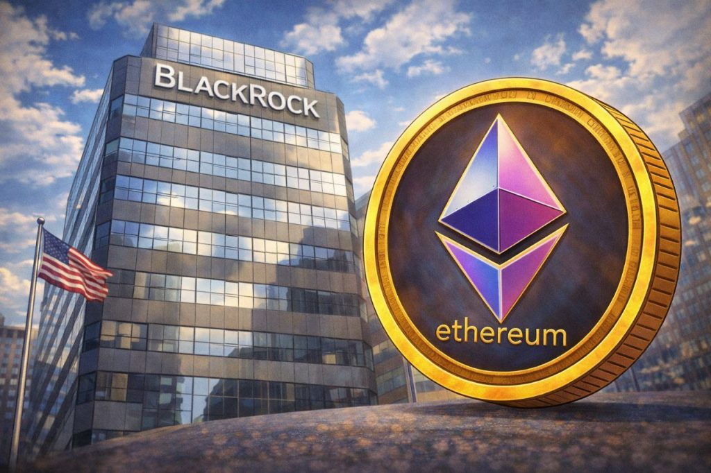 Titelbild zur Etheruem News mit BlackRock und einem Ethereum-ETF mit Staking-Funktion