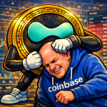 Titelbild zur Hyperliquid News, mit der HYPE Coin, die den Coinbase-CEO Im Schwitzkasten hat.