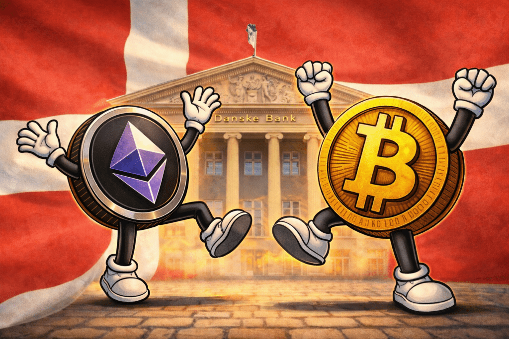 Titelbild der Krypto News zu Bitcoin- und Ethereum ETPs bei der Dankse Bank