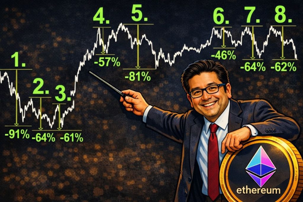 Titelbild für die Analyse zum Ethereum Kurs mit der kritischen Würdigung der Ethereum Prognose von Tom Lee