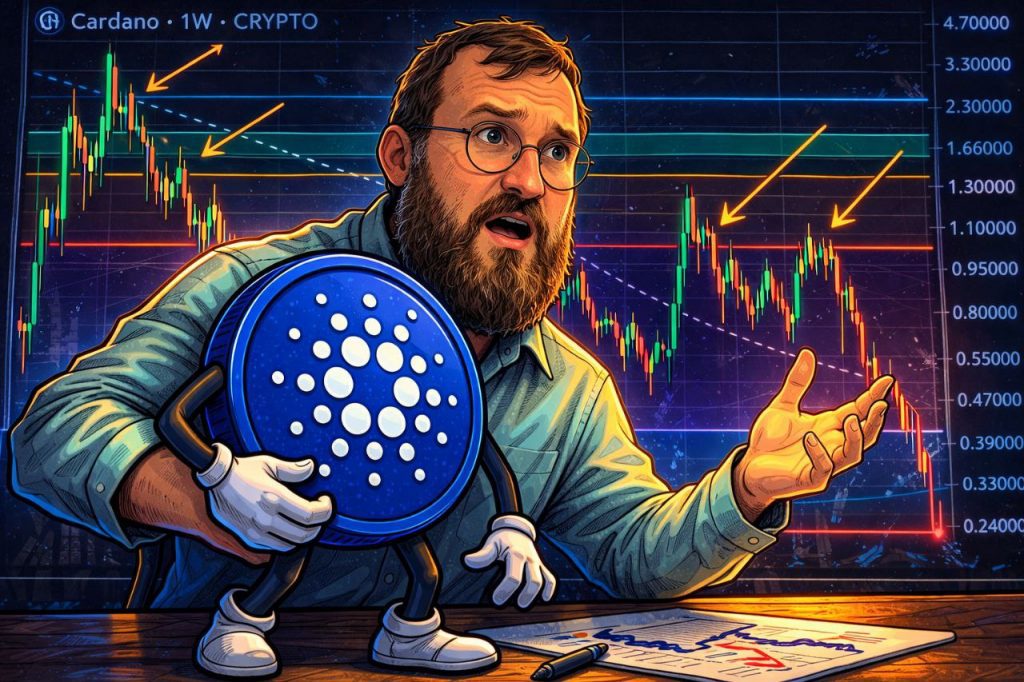 Titelbild zur aktuellen Cardano News, wo Charles Hoskinson den ADA Coin trotz des schwachen Cardano Kurses verteidigt